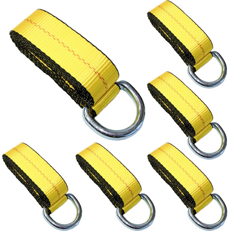WorldPac (Pack of 6) 2" X 8 Ft Lasso Strap with D Ring Auto Tie Down